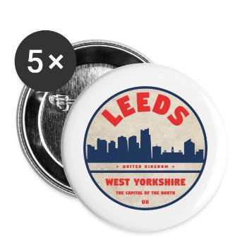Leeds West Yorkshire Emblem - Buttons small 1''/25 mm (5-pack) - white - Front
