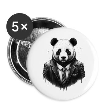Elegant Panda Portrait Black & White - Buttons small 1''/25 mm (5-pack) - white - Front
