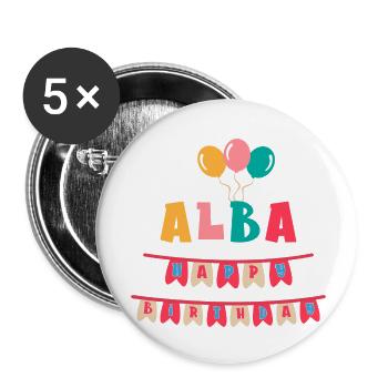 Alba t-shirt happy birthday happy birthday - Buttons small 1''/25 mm (5-pack) - white - Front