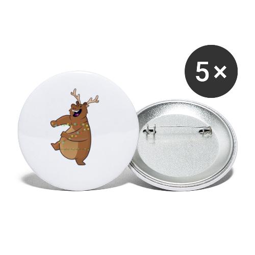 orso cervo Merry Christmas - Confezione da 5 spille piccole (25 mm)