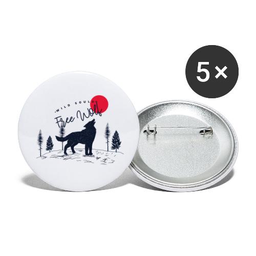 lupo libero - Confezione da 5 spille piccole (25 mm)