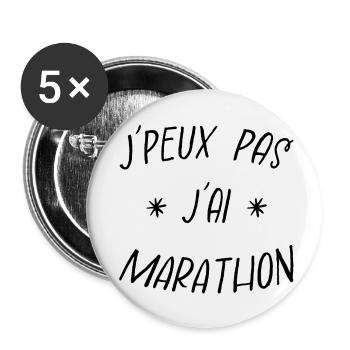 j'peux pas j'ai marathon - Lot de 5 petits badges (25 mm) - blanc - Devant