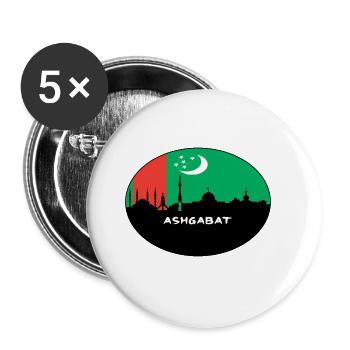 Aschgabat Turkmenistan-Flaggen-Skyline-Schattenbild Trav - Buttons klein 25 mm (5er Pack) - Weiß - Vorne