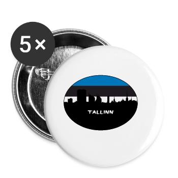 Tallinn Estonie Drapeau Skyline Voyage Silhouette - Lot de 5 petits badges (25 mm) - blanc - Devant