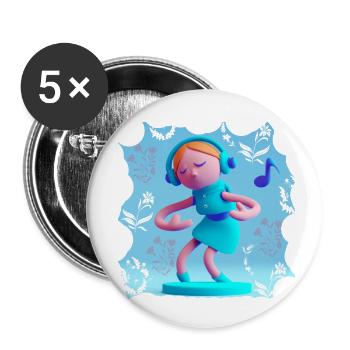 LUSTIGE MUSIK ILLUSTRATION 2 - Buttons klein 25 mm (5er Pack) - Weiß - Vorne