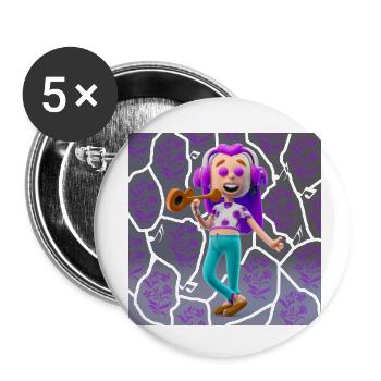 FUNNY MUSIC ILLUSTRATION GIRL 5 - Buttons small 1''/25 mm (5-pack) - white - Front