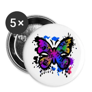 butterfly graffiti - Buttons klein 25 mm (5er Pack) - Weiß - Vorne