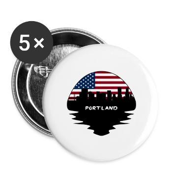 Portland Oregon Usa Flag Skyline Silhouette Travel - Buttons small 1''/25 mm (5-pack) - white - Front