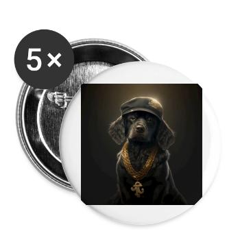 Cute black dog with golden necklace - Buttons small 1''/25 mm (5-pack) - white - Front