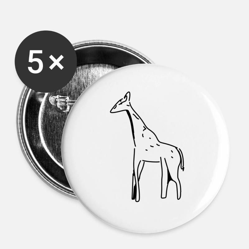 giraffe symbol mammal animal - Buttons small 1''/25 mm (5-pack) - white