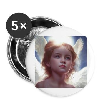 little girl angel 3 - Buttons small 1''/25 mm (5-pack) - white - Front