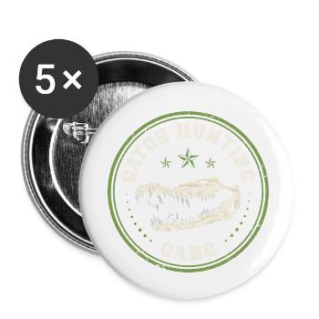 Alligator Hunter, Gator Hunting Gang - Buttons small 1''/25 mm (5-pack) - white - Front