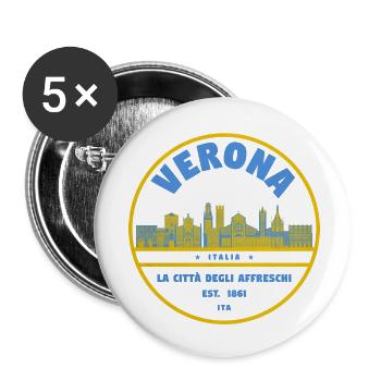 Verona Stadtlogo Skyline - Buttons klein 25 mm (5er Pack) - Weiß - Vorne