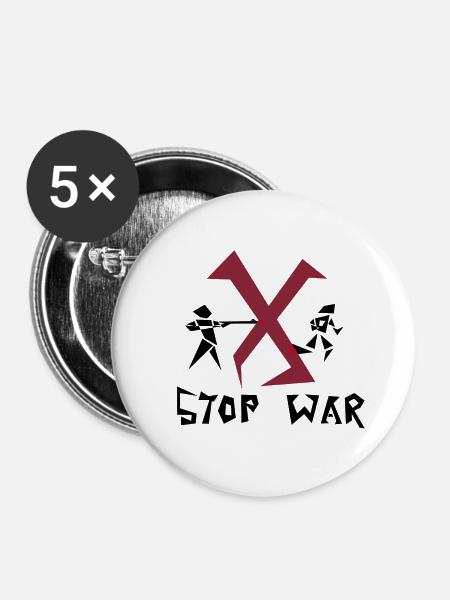 Stop war! - Buttons klein 25 mm (5er Pack) - Weiß