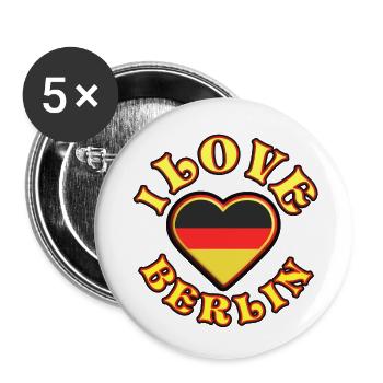 I love Berlin. Deutschland, Schwarz-Rot-Gold - Buttons klein 25 mm (5er Pack) - Weiß - Vorne