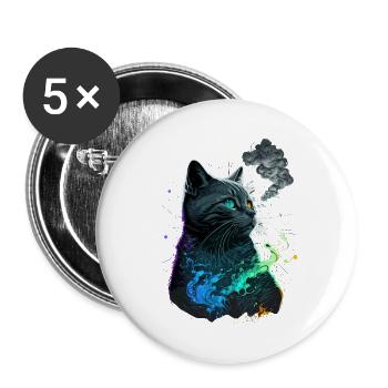 Chat japonais - Lot de 5 petits badges (25 mm) - blanc - Devant