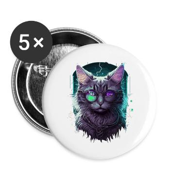 Sky High Cat - Buttons small 1''/25 mm (5-pack) - white - Front