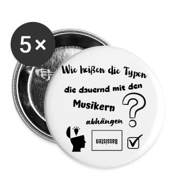 Bassisten hängen mit Musikern ab. - Buttons klein 25 mm (5er Pack) - Weiß - Vorne