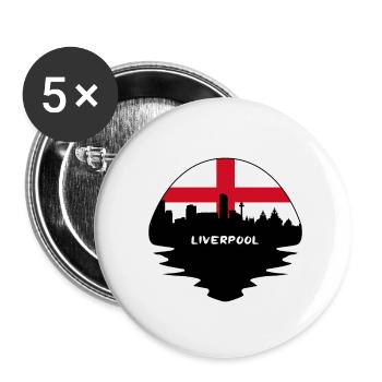 Liverpool Angleterre Drapeau Skyline Voyage Silhouette - Lot de 5 petits badges (25 mm) - blanc - Devant