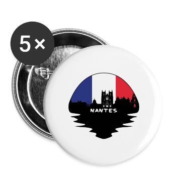 Nantes France Flag Skyline Silhouette Travel - Buttons small 1''/25 mm (5-pack) - white - Front