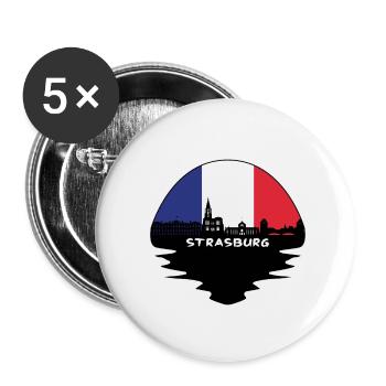 Straßburg Frankreich Flagge Skyline Silhouette Reisen - Buttons klein 25 mm (5er Pack) - Weiß - Vorne