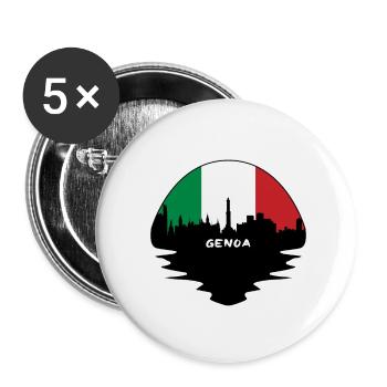 Gênes Italie Drapeau Skyline Silhouette Travel - Lot de 5 petits badges (25 mm) - blanc - Devant