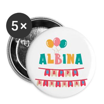 T-shirt Albina joyeux anniversaire joyeux anniversaire - Lot de 5 petits badges (25 mm) - blanc - Devant