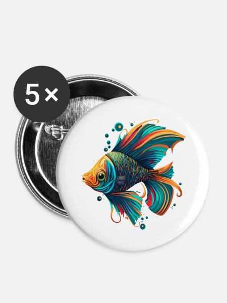 Goldfisch - Buttons klein 25 mm (5er Pack) - Weiß