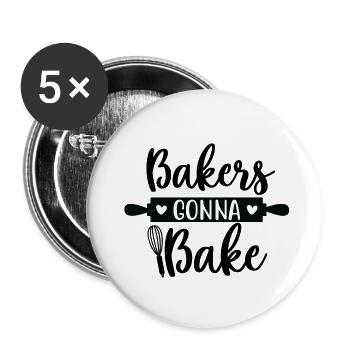 Bakers Gonna Bake - Buttons small 1''/25 mm (5-pack) - white - Front