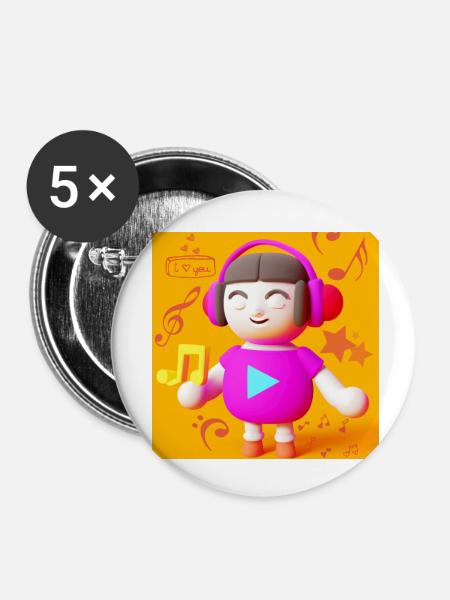 LUSTIGE MUSIK 5 - Buttons klein 25 mm (5er Pack) - Weiß