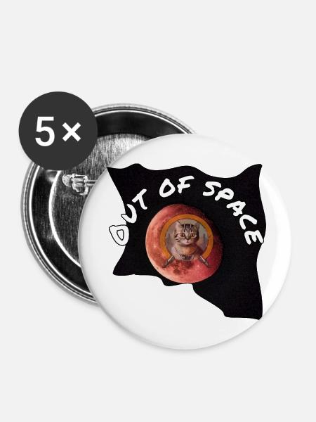 Space cat 6 - Buttons klein 25 mm (5er Pack) - Weiß