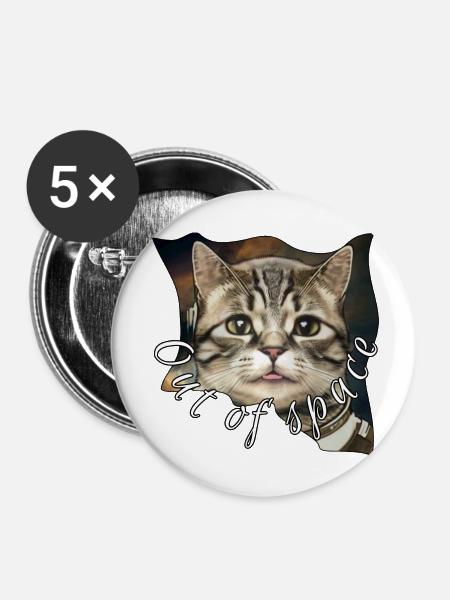Space cat 7 - Buttons klein 25 mm (5er Pack) - Weiß