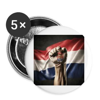 Drapeau serbe à main forte - Lot de 5 petits badges (25 mm) - blanc - Devant