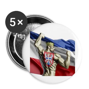 Muscleman tient le drapeau serbe - Lot de 5 petits badges (25 mm) - blanc - Devant