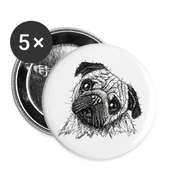 Pug - sweet dog - unique design pug puppy - Buttons small 1''/25 mm (5-pack) - white - Front
