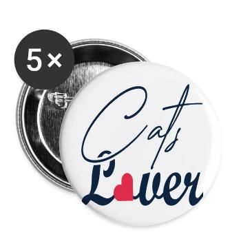 Amoureux des chats - Lot de 5 petits badges (25 mm) - blanc - Devant