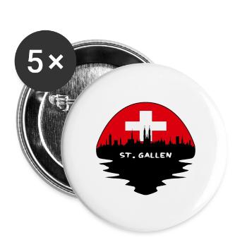 St. Gallen Schweiz Flagge Skyline Silhouette Tra - Buttons klein 25 mm (5er Pack) - Weiß - Vorne