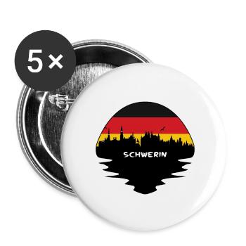 Schwerin Germany Flag Skyline Silhouette Travel - Buttons small 1''/25 mm (5-pack) - white - Front