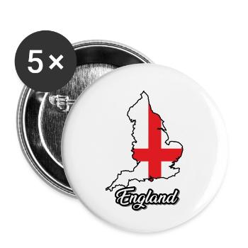 England Flagge Karte, Land - Buttons klein 25 mm (5er Pack) - Weiß - Vorne