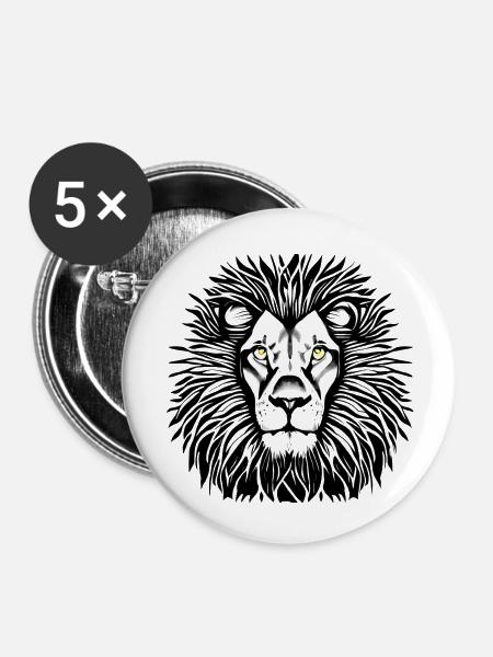 lion - Buttons klein 25 mm (5er Pack) - Weiß