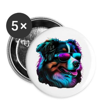 Australian Shepherd Dogs Australian Shepherds - Buttons small 1''/25 mm (5-pack) - white - Front