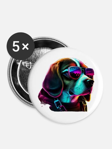 Beagle Dogs Beagles - Buttons klein 25 mm (5er Pack) - Weiß