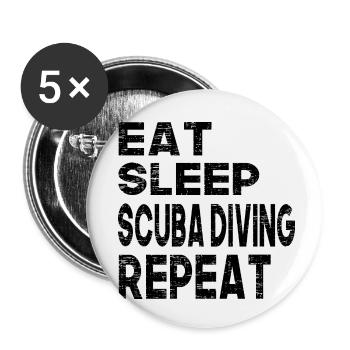 Manger dormir Plongée sous-marine Répéter - Lot de 5 petits badges (25 mm) - blanc - Devant