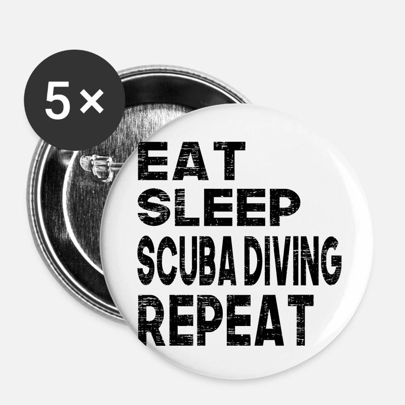 Eat Sleep Scuba Diving Repeat - Buttons klein 25 mm (5er Pack) - Weiß