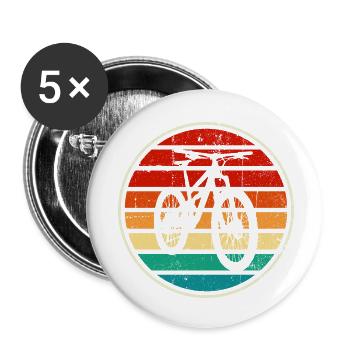 Coucher de soleil à vélo arc-en-ciel rétro - Lot de 5 petits badges (25 mm) - blanc - Devant