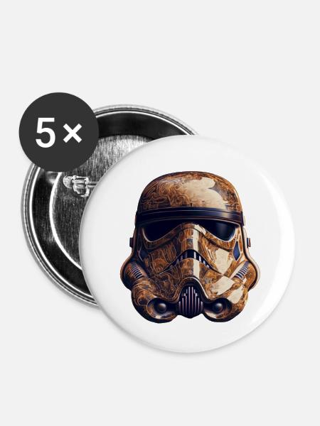 Glänzende Batik-Charaktermaske - Buttons klein 25 mm (5er Pack) - Weiß