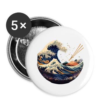 Great Kanagawa Japanese Ramen - Buttons small 1''/25 mm (5-pack) - white - Front