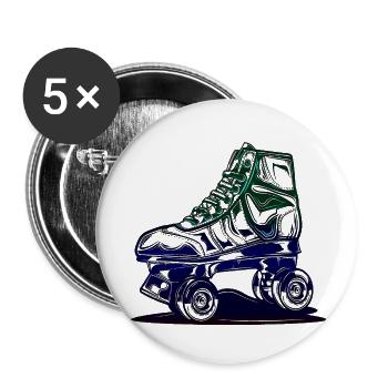 rollerblades rollerblade skates rollerskates retro - Buttons small 1''/25 mm (5-pack) - white - Front