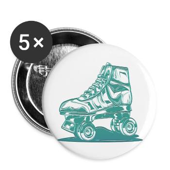 rollerblades rollerblade skates rollerskates retro - Buttons small 1''/25 mm (5-pack) - white - Front
