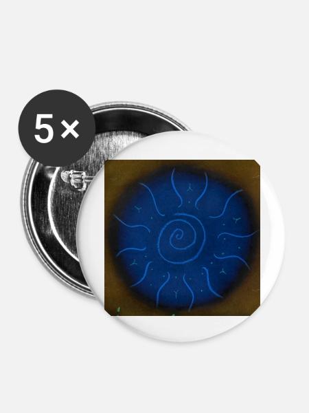 SOL MANDALA INVERTIERT - Buttons klein 25 mm (5er Pack) - Weiß